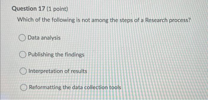 Solved Question 17 (1 point) Which of the following is not | Chegg.com