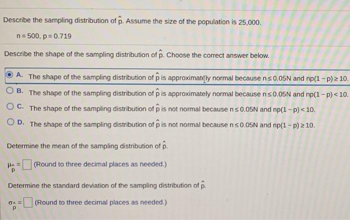 Solved Describe the sampling distribution of . Assume the | Chegg.com