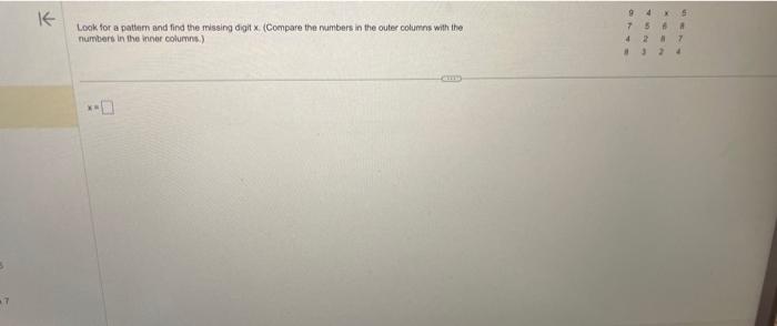 Solved Look for a pattam and find the missing digit x | Chegg.com