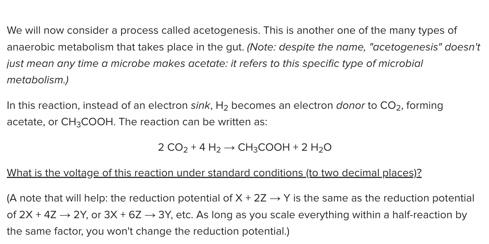 Acetogenesis Process Solved We will now consider a process called acetogenesis. | Chegg.com