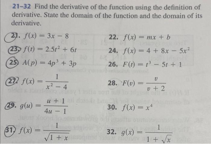 Solved 21-32 Find the derivative of the function using the | Chegg.com