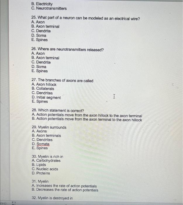Solved 1. All neurons A. Receive information B. Send | Chegg.com
