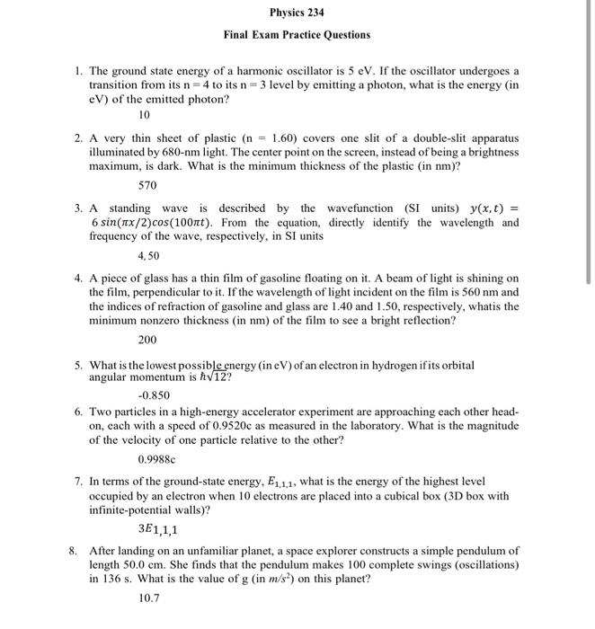 Solved 1. The ground state energy of a harmonic oscillator