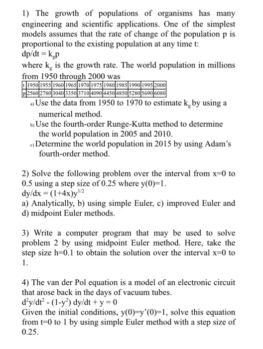Solved 1) The growth of populations of organisms has many | Chegg.com