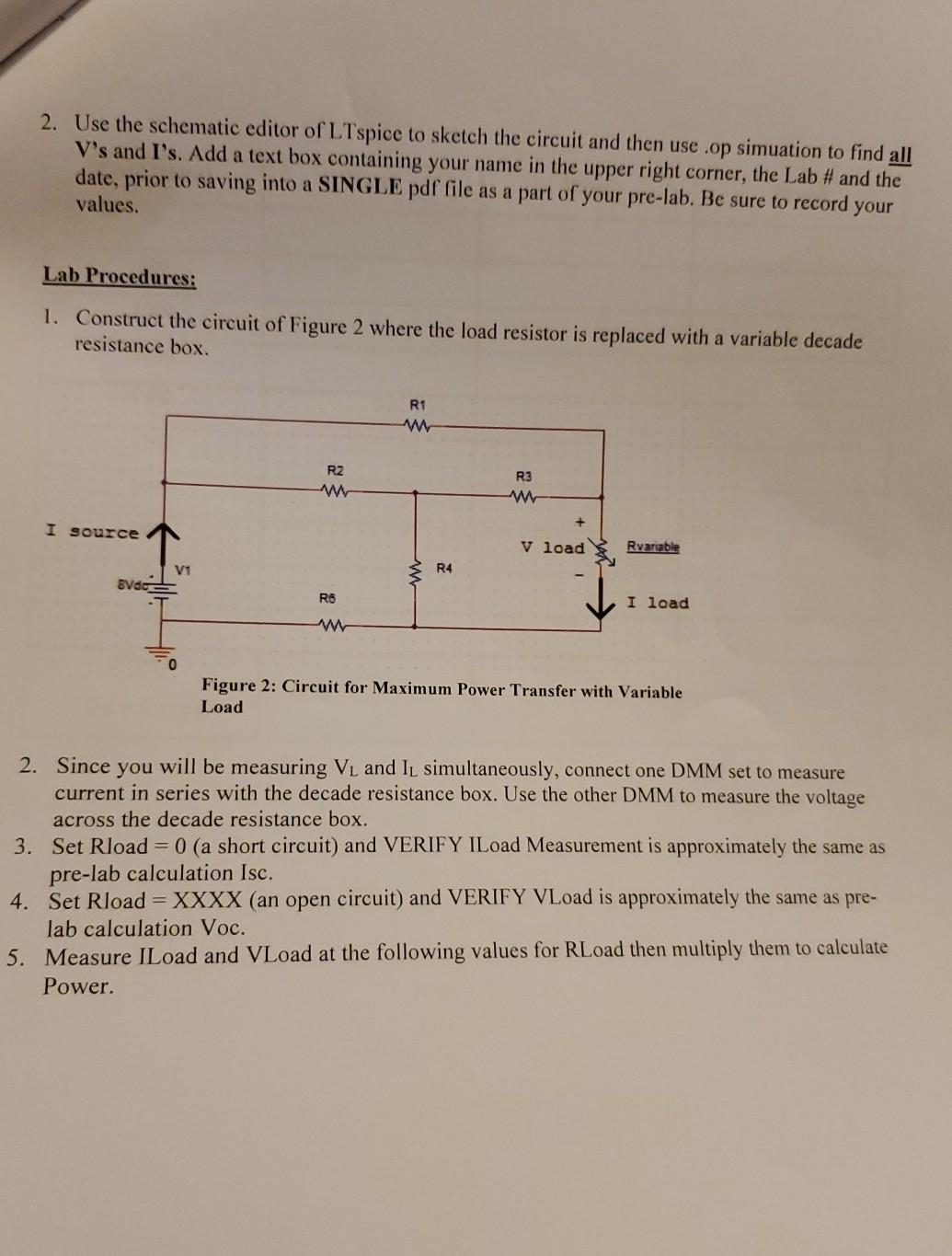 Solved Lab Exercise 7: Maximum Power Transfer via Thévenin's | Chegg.com
