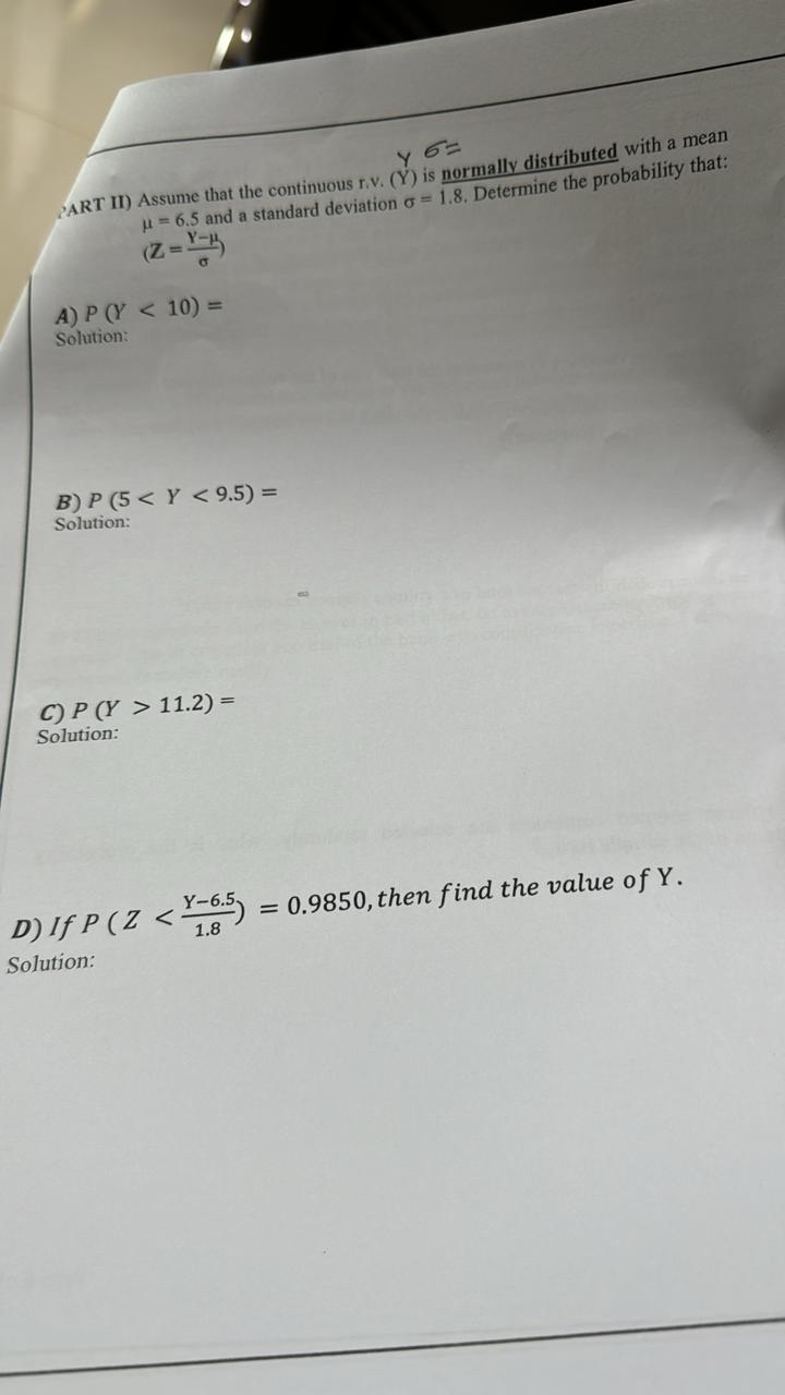 Solved Art Ii Assume That The Continuous R V Y Is Chegg Com