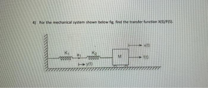 Solved 4) For the mechanical system shown below fig. find | Chegg.com