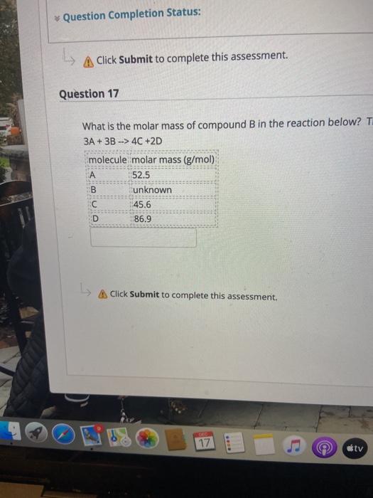 Solved Question Completion Status: A Click Submit to | Chegg.com