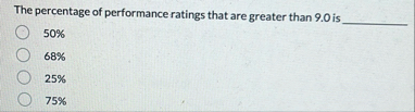 Solved The percentage of performance ratings that are | Chegg.com