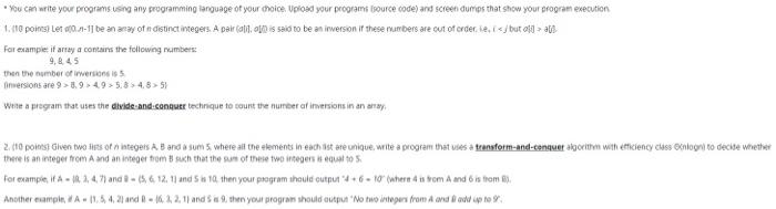 Solved * You can write your programs using any programming | Chegg.com