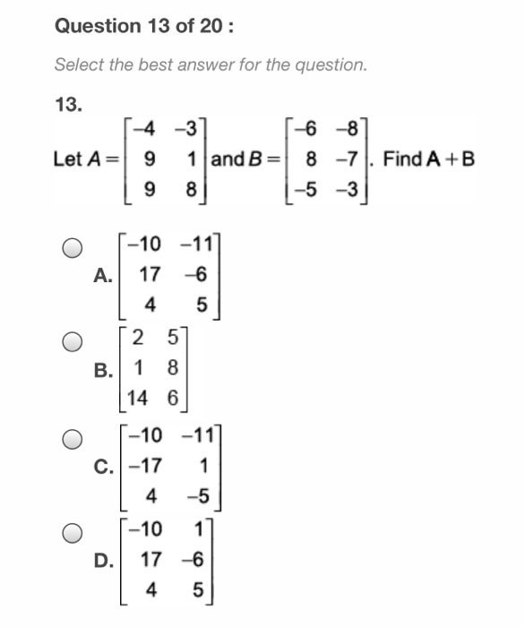 Question 13 Of Select The Best Answer For The Chegg Com