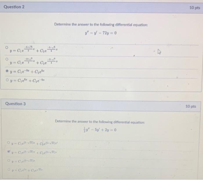 Solved Determine the answer to the following differential | Chegg.com