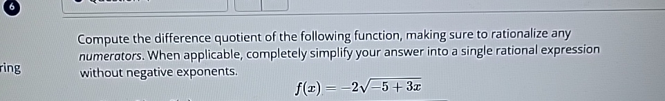 Solved Compute the difference quotient of the following | Chegg.com