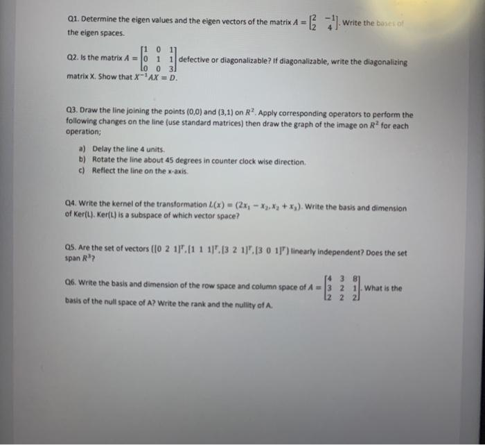 Solved 21. Determine the eigen values and the eigen vectors