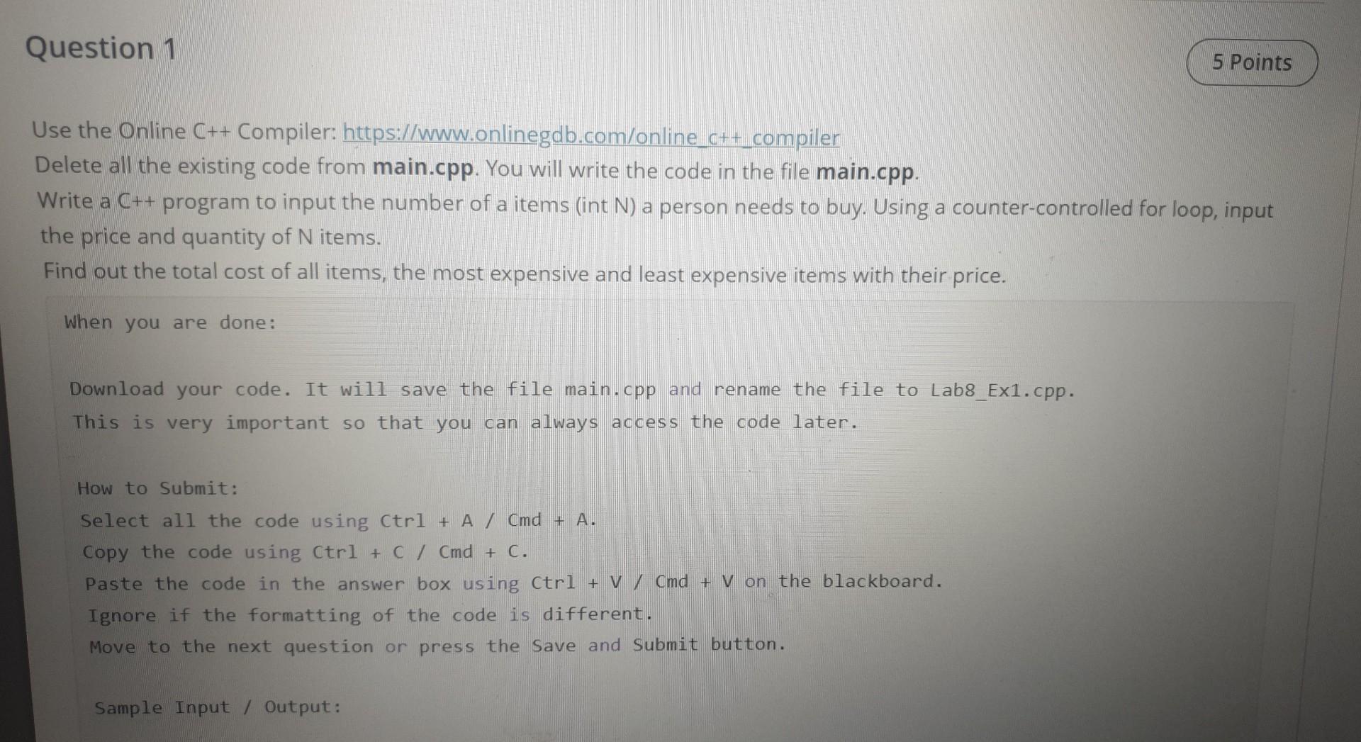 Solved Question 2 Use the Online C++ compiler
