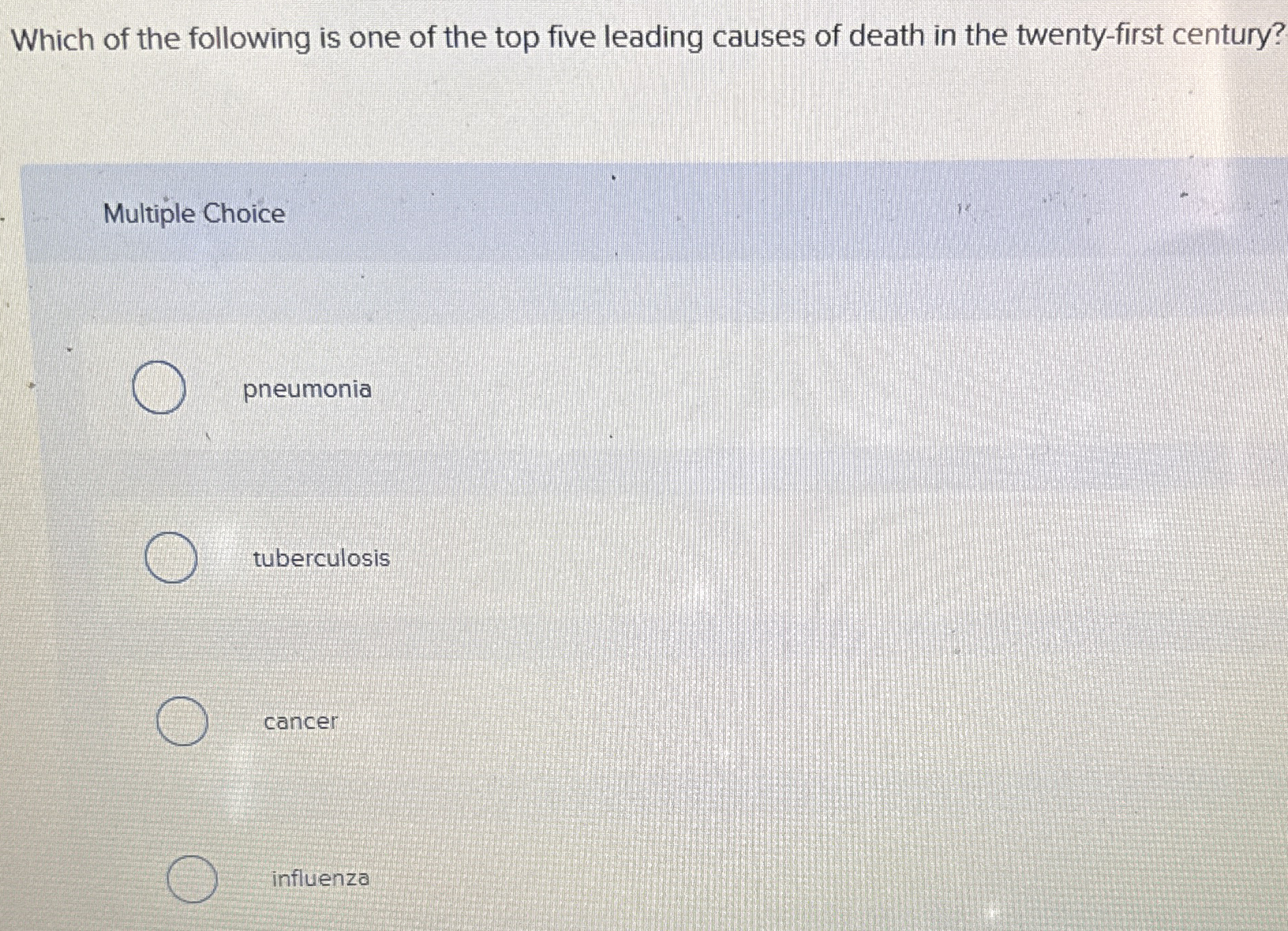 Solved Which of the following is one of the top five leading | Chegg.com