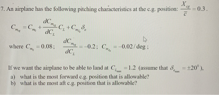 90 7. An airplane has the following pitching | Chegg.com