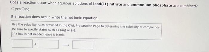 Solved Does a reaction occur when aqueous solutions of | Chegg.com