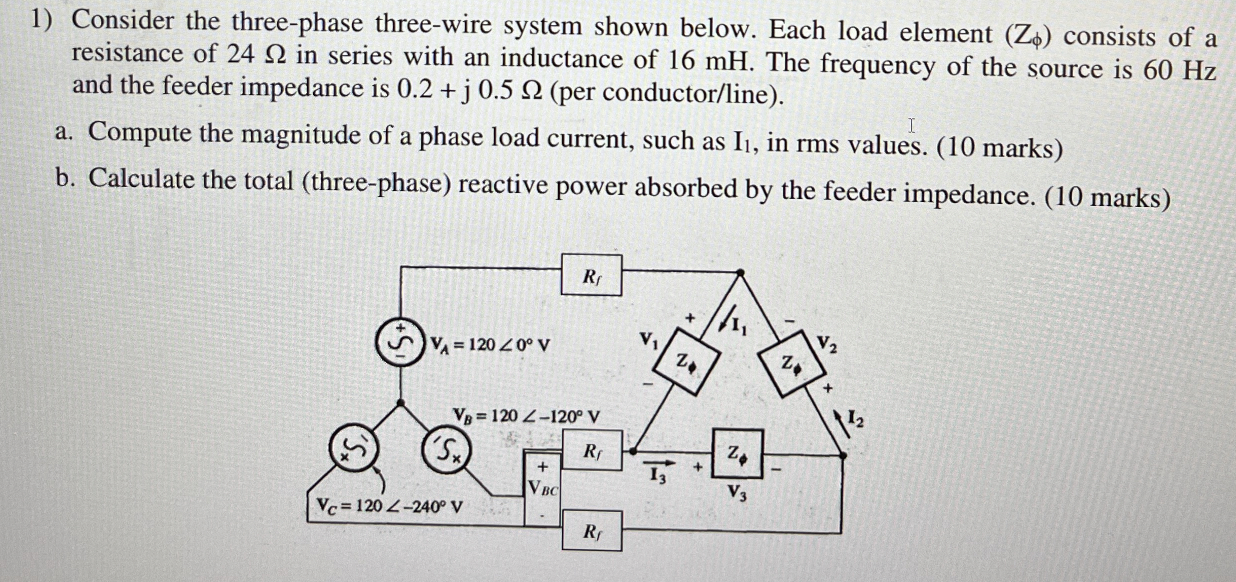 Solved Consider the threephase threewire system shown