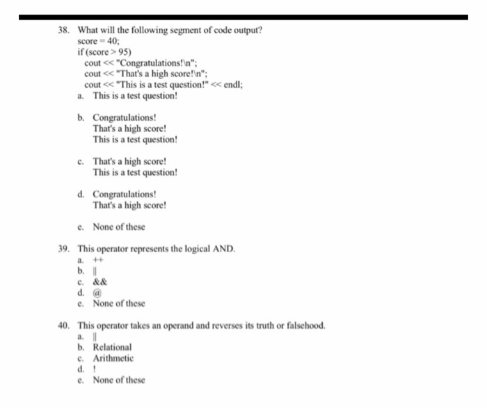 38 What Will The Following Segment Of Code Output Chegg 