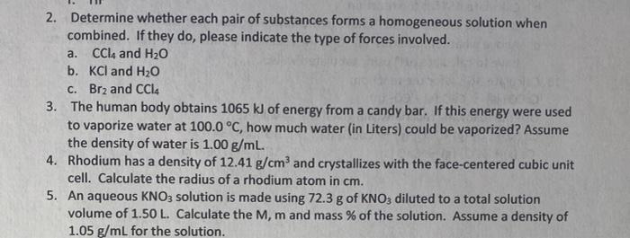 Solved 2. Determine whether each pair of substances forms a | Chegg.com