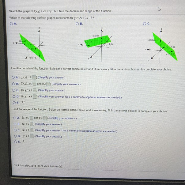 Solved Sketch The Graph Of F X Y 2x 3y 6 State The Chegg Com