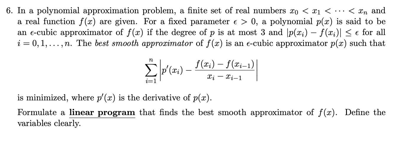 Solved In a polynomial approximation problem, a finite set | Chegg.com