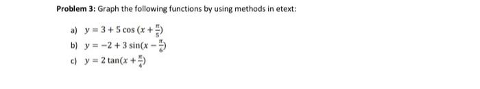 Solved Problem 3: Graph the following functions by using | Chegg.com