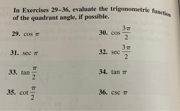 Solved In Exercises 29-36, evaluate the trigonometric | Chegg.com