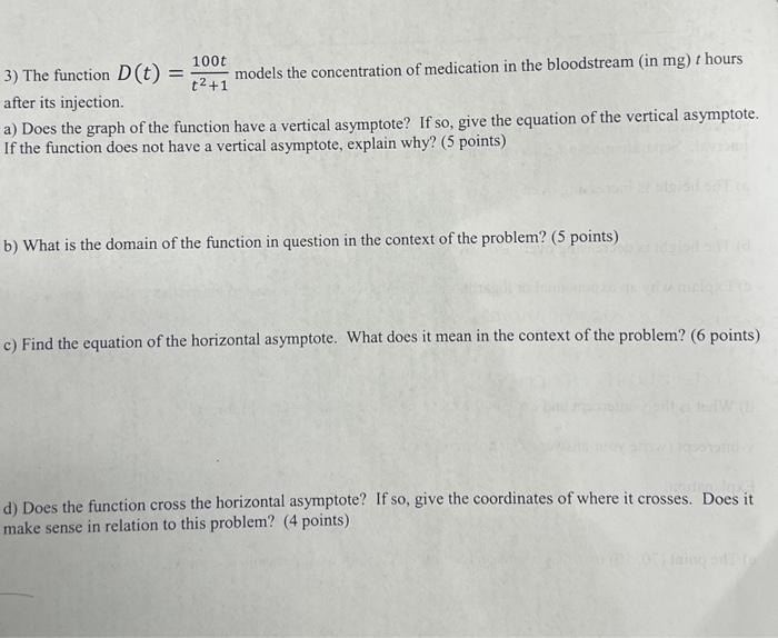 Solved 3) The function D(t)=t2+1100t models the | Chegg.com