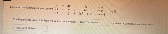 Solved Consider the following linear system | Chegg.com