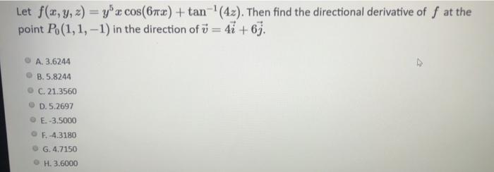 Solved Let F X Y Z Yºx Cos 67x Tan 4x Then Fi Chegg Com