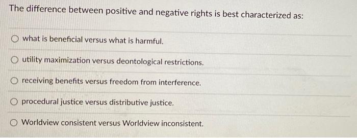 Solved The difference between positive and negative rights | Chegg.com