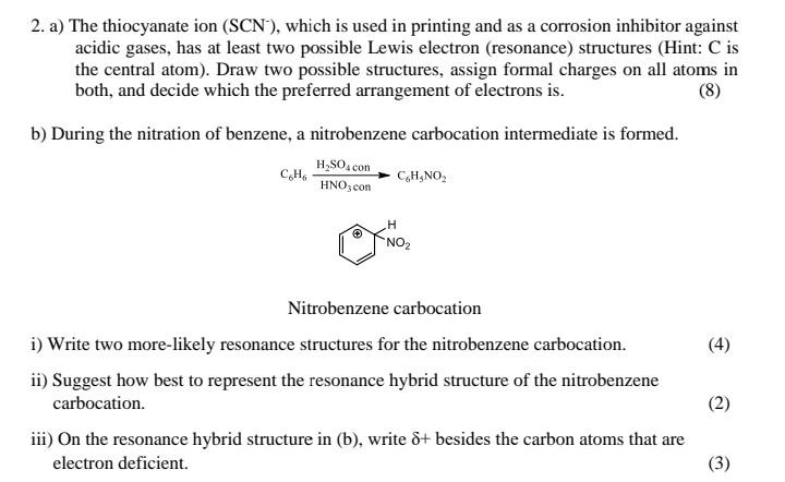 2. a) The thiocyanate ion (SCN−), which is used in | Chegg.com