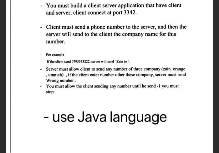 Solved You must build a client server application that have | Chegg.com