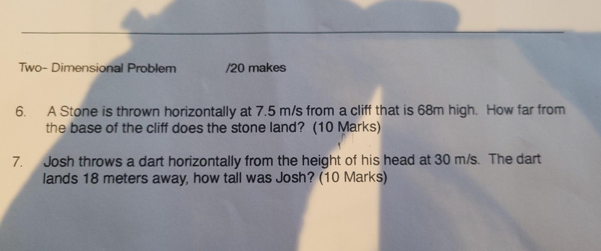 Solved Two-Dimensional Problem 120 makes 6. A Stone is | Chegg.com