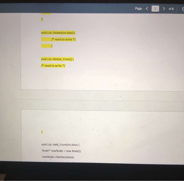 Solved Part 1: Please fill in the following member function | Chegg.com