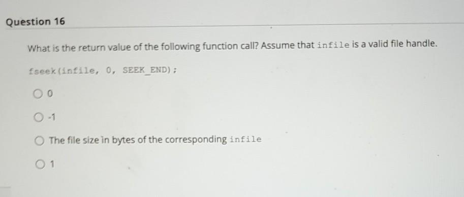 Solved Question 16 What is the return value of the following | Chegg.com