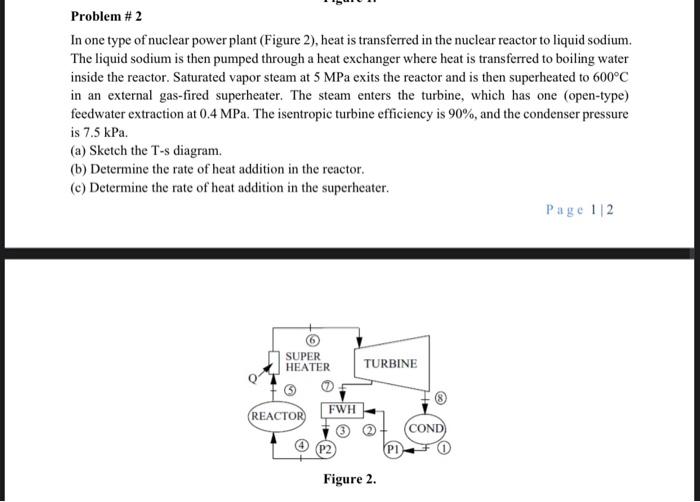 Solved Problem #2 In one type of nuclear power plant (Figure | Chegg.com
