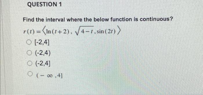 Solved QUESTION 1 Find The Interval Where The Below Function | Chegg.com