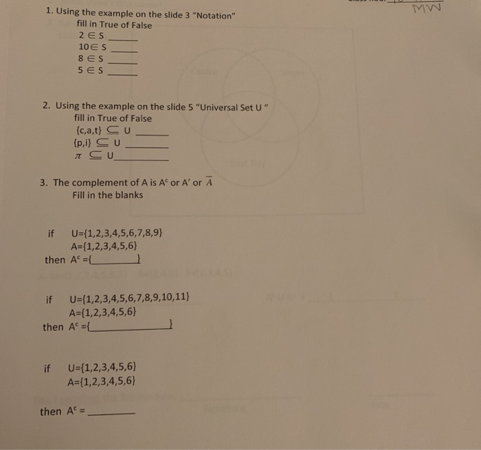 Mw 1 Using The Example On The Slide 3 Notation Chegg Com