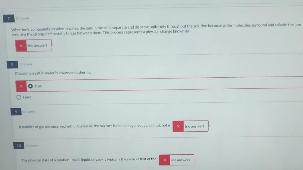 Solved 7 10/1point When ionic compounds dissolve in water, | Chegg.com