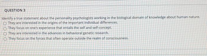 Solved QUESTION 3 Identify a true statement about the | Chegg.com