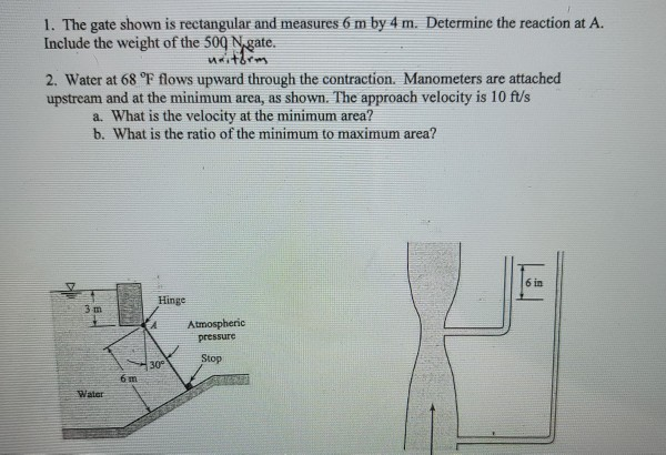 Solved 1. The Gate Shown Is Rectangular And Measures 6 M By | Chegg.com