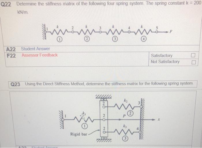 Solved Q22 Determine the stiffness matrix of the following | Chegg.com