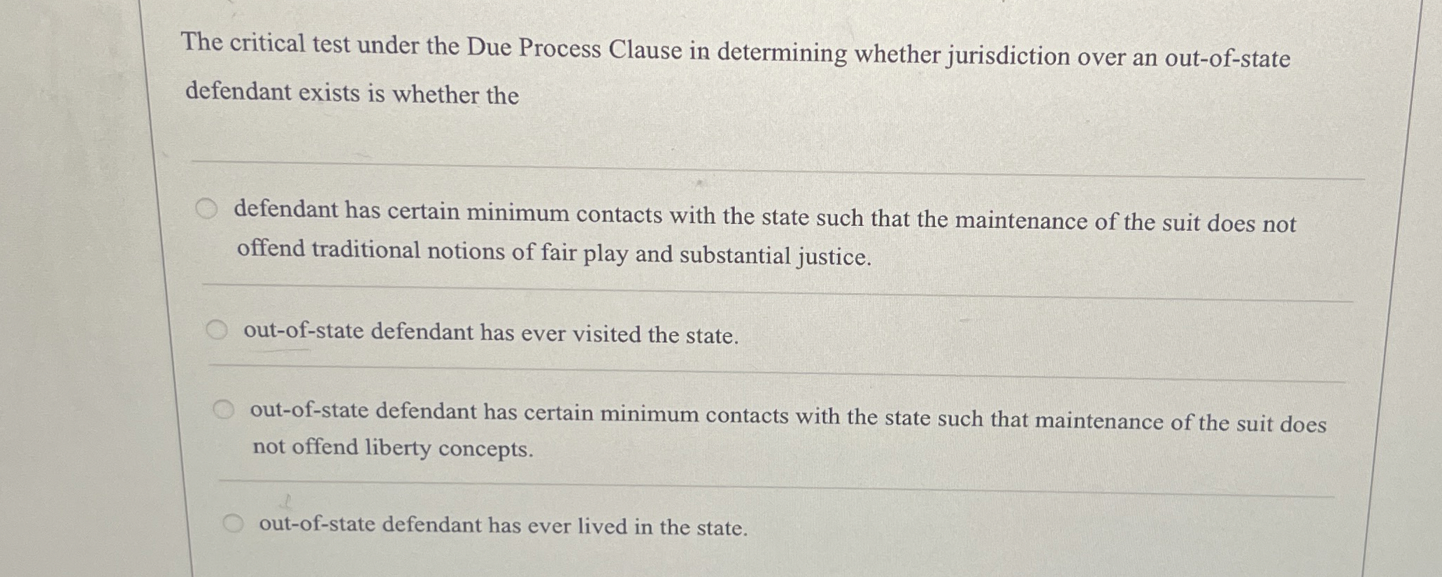 Solved The critical test under the Due Process Clause in | Chegg.com