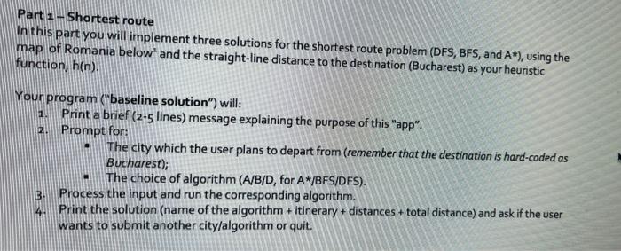 Part 1 - Shortest route In this part you will | Chegg.com