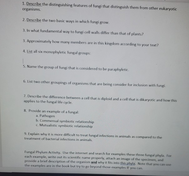 Solved Select All That Apply To Describe Fungi Select 3 Chegg Com