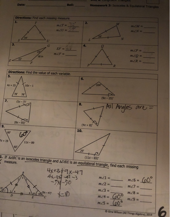 Solved Date Bell Homework 3 Isosceles Equilateral Tr Chegg