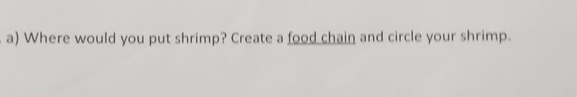 Solved a Where would you put shrimp Create a food chain Biology Diagrams